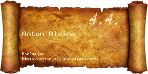 Anton Alvina névjegykártya
